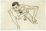 Schiele, Egon - Self Portrait in Crouching Position