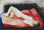 Kisling, Moïse - Nude lying on a red couch