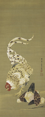 Jakuchu, Ito - Rooster, Hen and Chickens