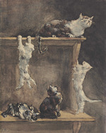 Renouard, Paul - Cats and kittens on a dresser