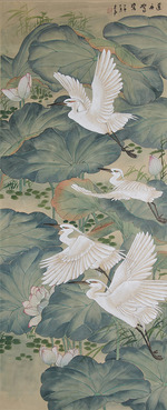 Chinese Master - Cranes and Lotus