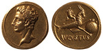 Numismatic, Ancient Coins - Aureus of Emperor Augustus. Head of Augustus (obverse), Capricorn Holding a Globe (reverse)