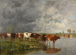Boudin, Eugène-Louis - Troupeau s'abreuvant (Cows at the Watering Place)