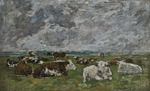 Boudin, Eugène-Louis - Herd of cows under a stormy sky