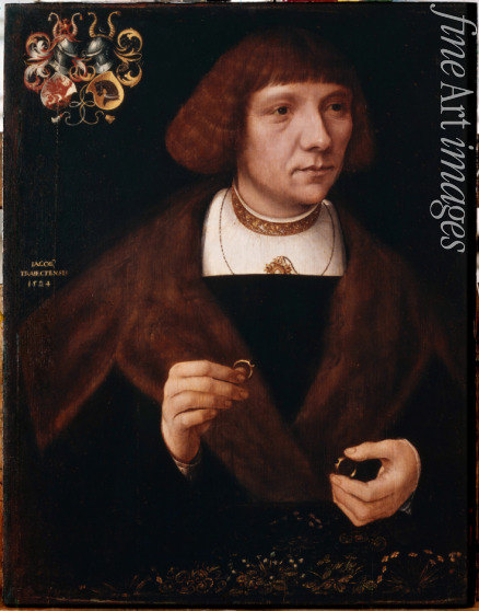 Jacob van Utrecht - Male portrait with Rings