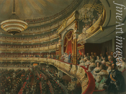 Zichy Mihály - Theateraufführung im Moskauer Bolschoi-Theater anlässlich der Krönung von Kaiser Alexander II.
