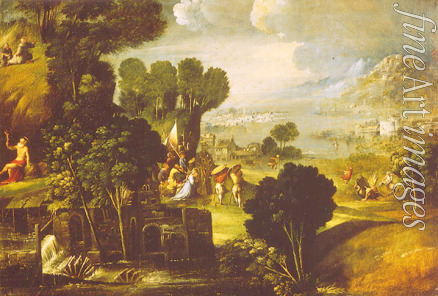 Dossi Dosso (Circle of) - Landscape with scenes from Lives of the Saints