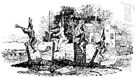Bewick Thomas - Kinder spielen auf dem Friedhof. Illustration für das Buch 