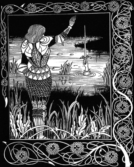 Beardsley Aubrey - Arthur Learns of the Sword Excalibur. Illustration to the book 