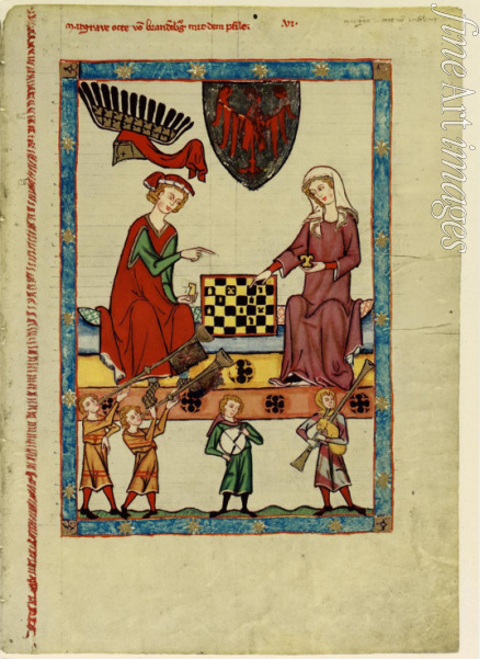Unbekannter Künstler - Markgraf Otto IV. von Brandenburg am Schachspiel (Darstellung im Codex Manesse)