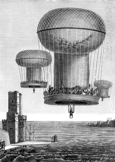 Unbekannter Künstler - Fantastisches Luftballon-Projekt zur Überführung französischen Truppen nach England