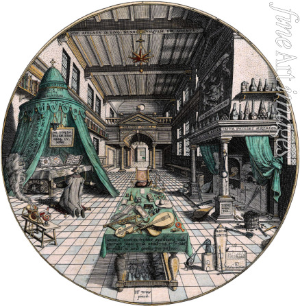 Vredeman de Vries Hans (Jan) - Alchemist's laboratory. Illustration from the book 