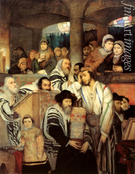 Gottlieb Maurycy - Jews praying in the Synagogue on Yom Kippur