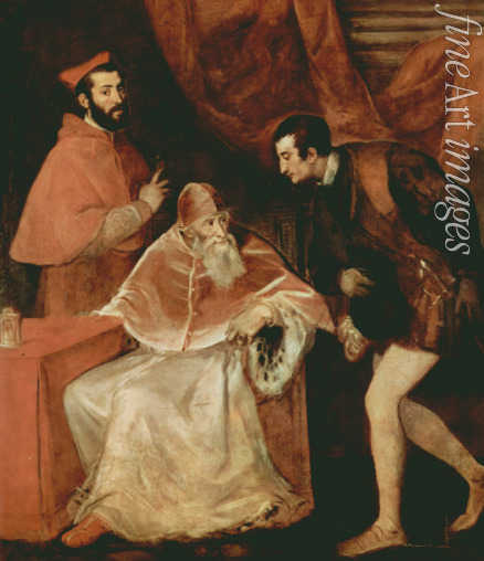 Titian - Portrait of Paul III and his Nephews Alessandro and Ottavio Farnese