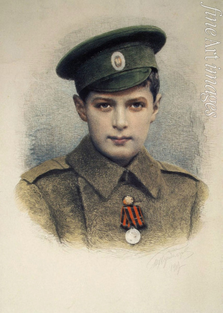 Rundalzow Michail Viktorowitsch - Porträt von Zesarewitsch Alexei Nikolajewitsch von Russland (1904-1918) als der Lance Corporal der russischen Armee