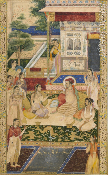 Indian Art - Jahangir and Prince Khurram with Nur Jahan