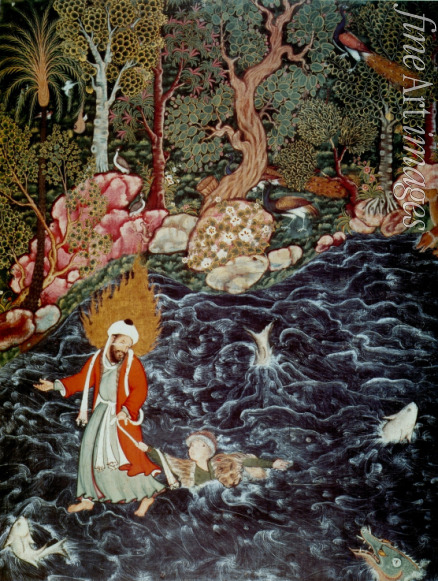 Mir Sayyid Ali - The prophet Elijah rescuing Prince Nur ad-Dahr (From the 