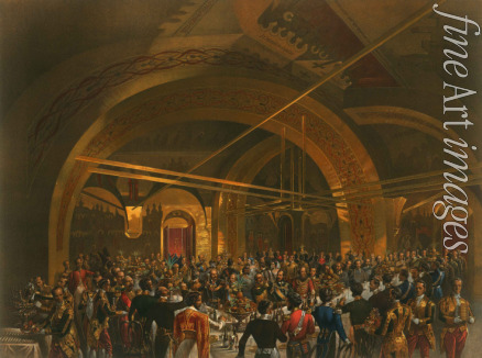 Zichy Mihály - Krönungsbankett für die Gesandten anlässlich der Krönung von Kaiser Alexander II. im goldenen Saal des Großen Kremlpalastes