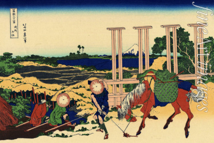 Hokusai Katsushika - Senju in der Provinz Musashi (aus der Bildserie 