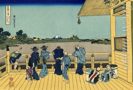 Hokusai Katsushika - Der Turban-Turm im Tempel der 500 Rakan (aus der Bildserie 