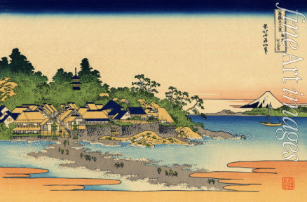 Hokusai Katsushika - Enoshima in der Provinz Sagami (aus der Bildserie 