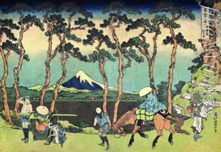 Hokusai Katsushika - Hodogoya an der Tokaido-Straße (aus der Bildserie 