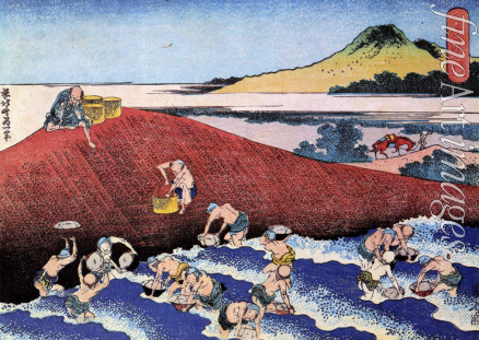 Hokusai Katsushika - Ocean landscape with fishermen (from a Series 