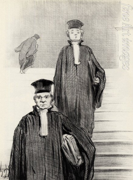 Daumier Honoré - Haupttreppe des Gerichtshofes. Vorderansicht.  (Aus der Serie 