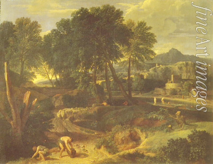 Millet Jean-François the Elder - Landscape with a flock of sheep on road