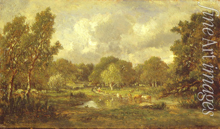 Rousseau Théodore - Cows at a watering-place