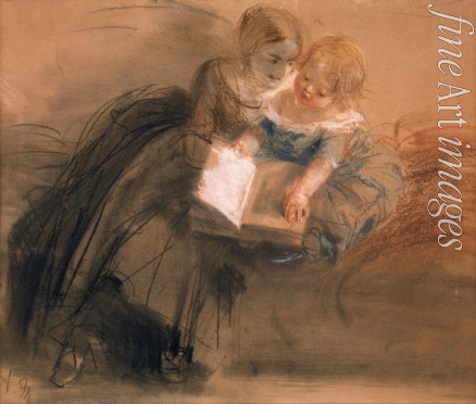 Menzel Adolph Friedrich von - Junge Frau mit dem Kind