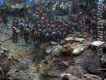 Roubaud Franz - Panoramagemälde Die Belagerung von Sewastopol (Ausschnitt)