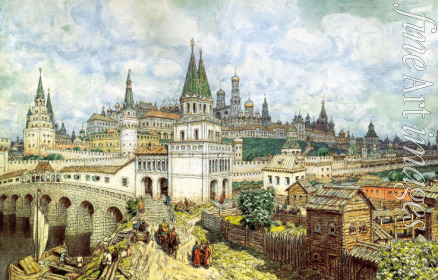 Vasnetsov Appolinari Mikhaylovich - The Golden Age of the Kremlin. The All Saints' Bridge and Kremlin in the 17th century