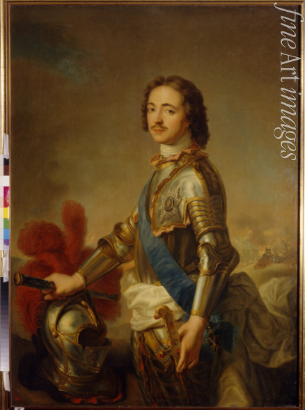 Nattier Jean-Marc - Portrait of Emperor Peter I the Great (1672-1725) in a knight armor