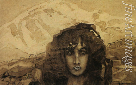 Vrubel Mikhail Alexandrovich - The Demon's Head. Illustration to the poem 