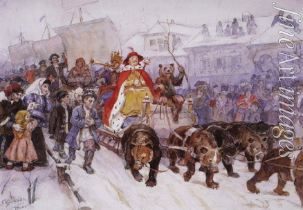 Surikov Vasili Ivanovich - Great Moscow masquerade on 1772 in the presence of Peter I and prince Romodanovsky