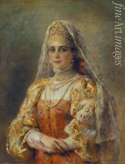 Makovsky Konstantin Yegorovich - Portrait of Princess Zinaida Yusupova in Russian Dress