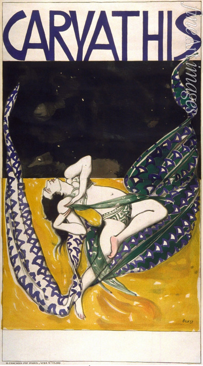 Bakst Léon - Poster for a Dance Recital by Elise Jouhandeau in the Caryathis