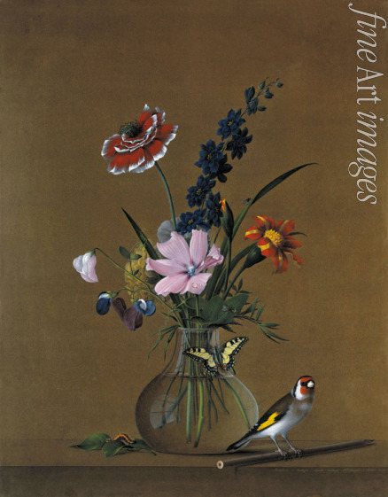 Tolstoy Fyodor Petrovich - Bunch of Flowers, Butterfly and Bird