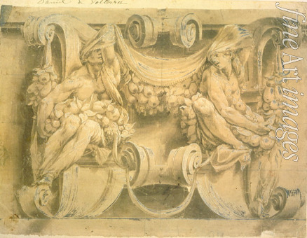 Orsi Lelio - Sketch for a frieze with two cariatides
