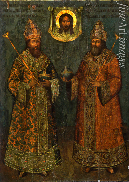 Zubov Fyodor Evtikhiev - The Holy Face with Tsars Michail I Fyodorovich of Russia and Alexis I Mikhailovich of Russia