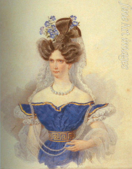 Briullov Alexander Pavlovich - Portrait of Empress Alexandra Fyodorovna (Charlotte of Prussia), Emperor's Nicholas I. wife (1798-1860)