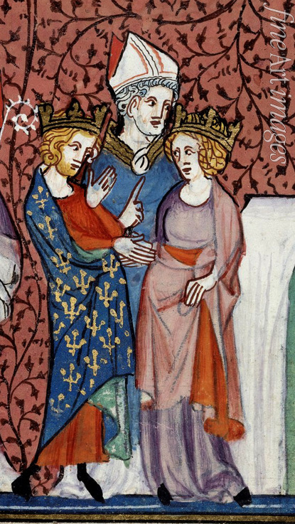 Mahiet Master of the Cambrai Missal - Heinrich I. von Frankreich und Anna von Kiew (Detail von Buchminiatur aus Chroniques de France ou de St Denis)