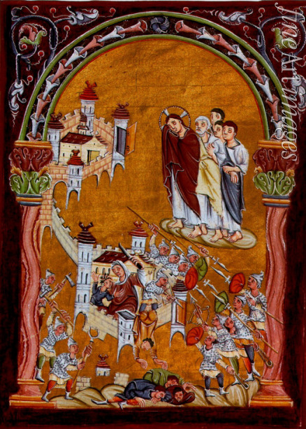 Unbekannter Künstler - Erster Kreuzzug. Jerusalem wird von Heiden belagert und erobert (Aus dem Evangeliar Ottos III.)