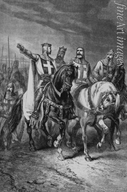 Neuville Alphonse Marie de - The four leaders of the First Crusade: Godfrey, Raymond, Bohemond and Hugh