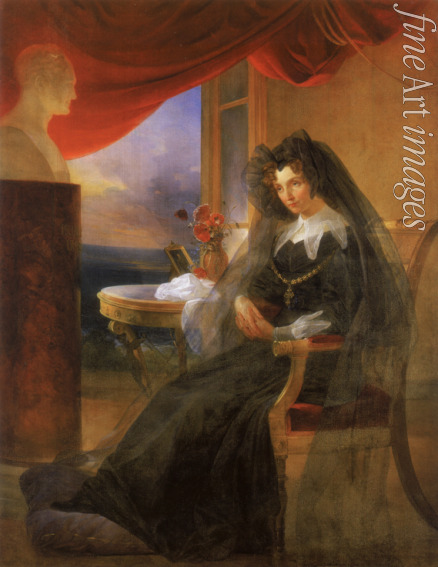 Basin Pyotr Vasilyevich - Portrait of Empress Elizabeth Alexeievna (1779-1826) in Mourning Dress