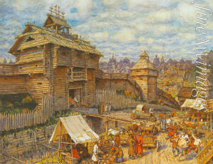 Vasnetsov Appolinari Mikhaylovich - Wooden City of Moscow in the 14th century