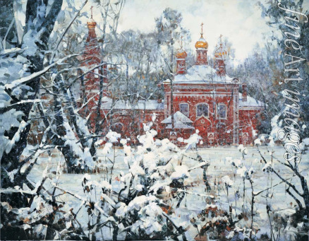 Nesterenko Vasily Ignatievich - Winter in Vladykino. Church of the Nativity of the Theotokos