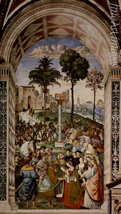 Pinturicchio Bernardino - Piccolomini präsentiert Friedrich III. die Braut Eleonore von Portugal (Fresken zu Leben und Taten des Enea Silvio Piccolomini)