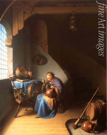 Dou Gerard (Gerrit) - Interior with a Woman eating Porridge